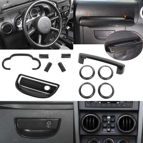 ABS Interior Dashboard Steering Wheel Co-pilot Handle Air Vent Outlet Decorative Trim Accessories for Jeep Wrangler JK 2007-2010