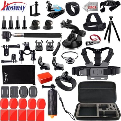 Husiway Accessories Kit for Gopro , Go pro Hero 5 6 4 3 2 Session, SJ5000 Black, Eken, SOOCOO, Yi 4K Action Camera Set 50B