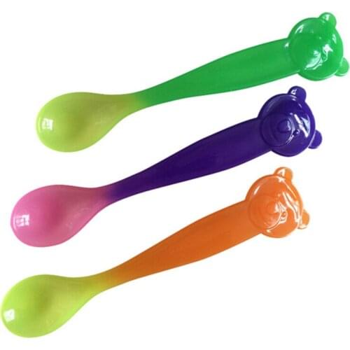 Safety Temperature Sensing Spoon Baby Flatware Kids Tableware