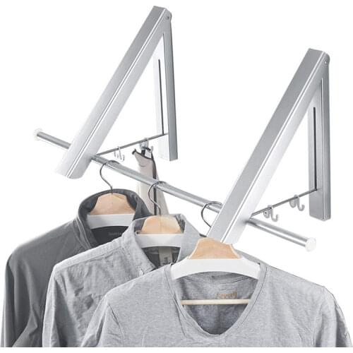 Household Portable Folding Clothes Hanger Wall-mounted Bathroom Drying Rack Retractable Invisible Clothes Rail Drying Racks