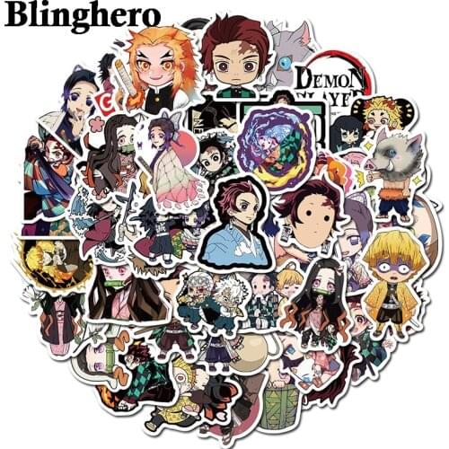CA1242 50pcs Demon Slayer Kimetsu No Yaiba Anime Stickers Waterproof Skateboard Luggage Suitcase Motorcycle Stickers Kids Toys