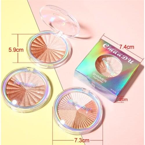 CmaaDu Highlighter Makeup Shimmer Powder Highlighter Palette Base Illuminator Highlight Face Contour Golden Bronzer