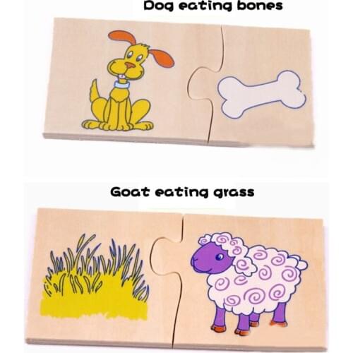 Kids 12 Pairs Animals And Food Matching Toy Baby Montessori Educational Wooden Toys For Children Montessori Materials Toddlers