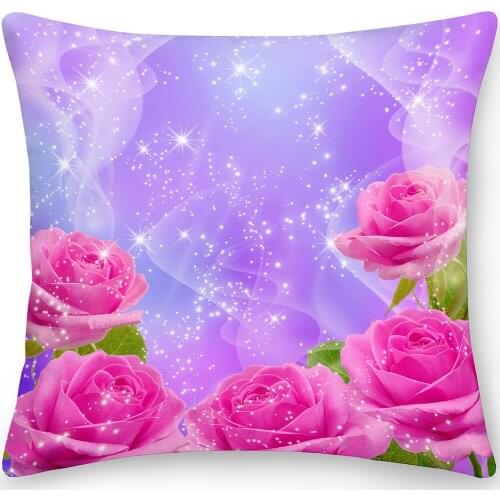 Double Sides Flower Pillow Case Polyester Square Cushion Cover Throw Pillow Butterfly Sofa Pillows Home Decoration