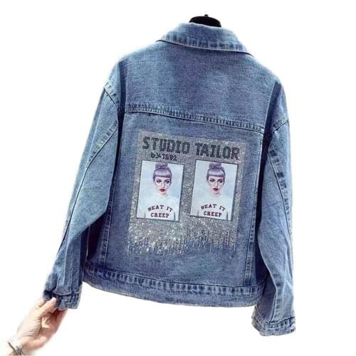 Denim Womens Short Jacket Female Spring And Autumn 2021 New Style Cowgirl Coat Large Size Print Short Jeans Outcoat Ladies L549