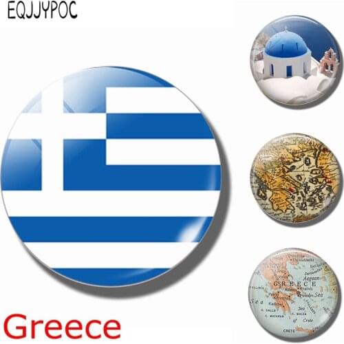 The Republic of Greece Flag 30 MM Fridge Magnet grecia map Santorini Glass Dome Magnetic Refrigerator Stickers Note Holder Decor