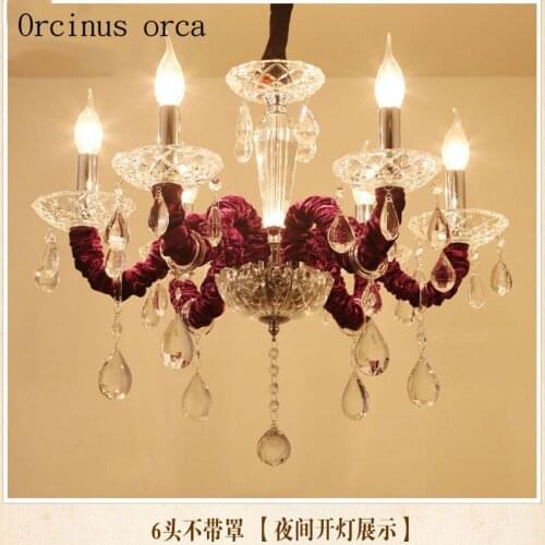 French luxury design purple crystal chandelier living room restaurant bar clothing store color LED crystal pendant lamp