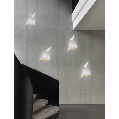 Geometric Flying Bird Wall Lamp Wall Sconce White Black Gold Bedside Bedroom Decorative Nordic Leds Wall Lights Children AC220V