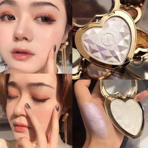 HUDAMOJI Face Makeup Heart-shaped Diamond High-gloss Eye Shadow Powder cake Brighten Shimmer pearl repair Highlighter TSLM1