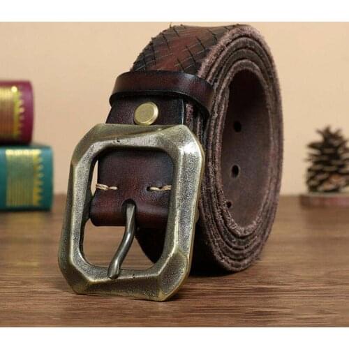 Personalized Fashion Ltalian Cowhide Belt Mens Leather Pin Buckle Trendy Youth Jeans Belt