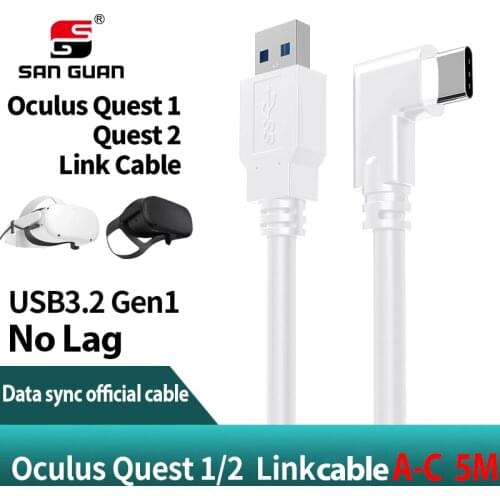 5M 3M USB-C Cable Oculus Quest 2 Link Cable USB3.2 Compatability Right Angle Type-c 3.2Gen1 Speed Data Transfer Fast Charge