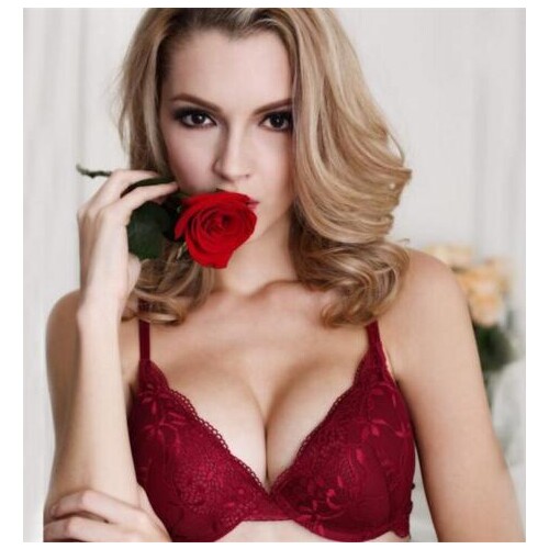 Push Up Bra Set Sexy Lace Briefs Lingerie 3/4 Cup Brassiere Women Embroidery Lace Underwear Sexy Deep V Lingerie Black Wine Red