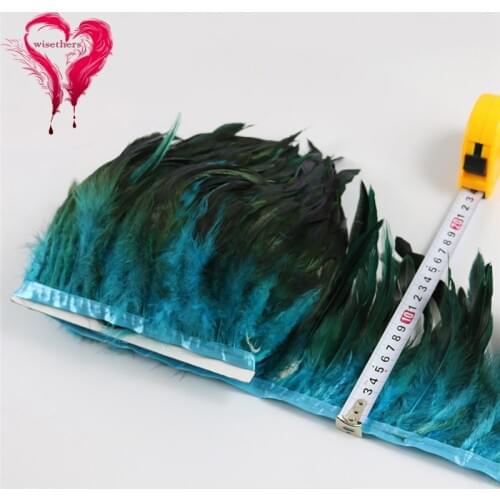 1 Meter Width 15-20 CM Dyed Colorful Chicken Rooster Tail Cock Schlappen Feather Trim Skirt Dress Costume Decoration 15 Colors