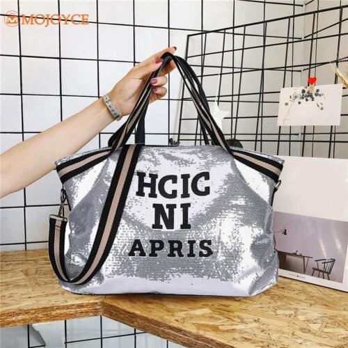 Multi-function Glitter Crossbody Bags Women Girl Letters Printing Large Capacity Shopper Totes Shoulder Handbag for Travel