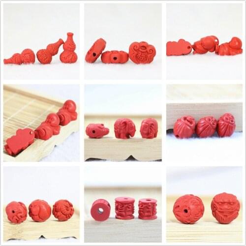 Fashion synthetic red cinnabar more size pendant beads accessories diy hot sell jewelry making 5pcs B950