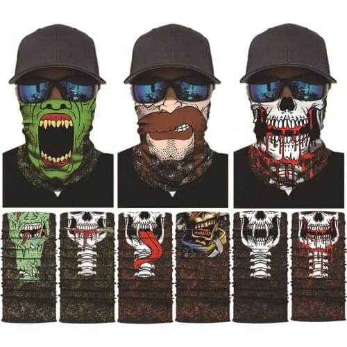 Men Digital print seamless Magic headband Towel Clown bandana Skull riding gear quick-dry sun bib male scarf
