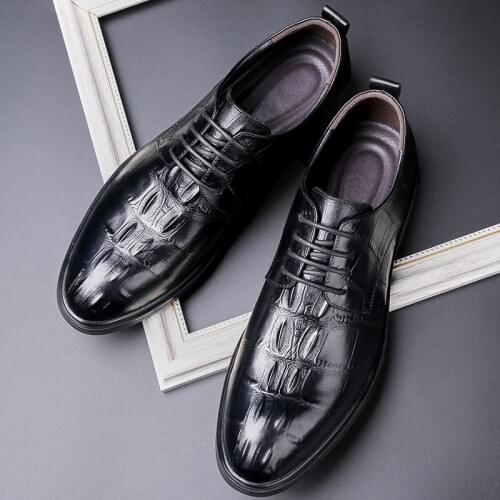 Men Shoes Genuine Leather New Mens Business Dress Shoes Black Formal Footwear Wedding Party Dress Shoes