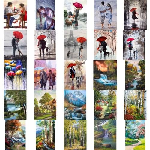 Forest river cross stitch kit people 18ct 14ct UNprinting11ct count print canvas stitches embroidery DIY handmade needlework