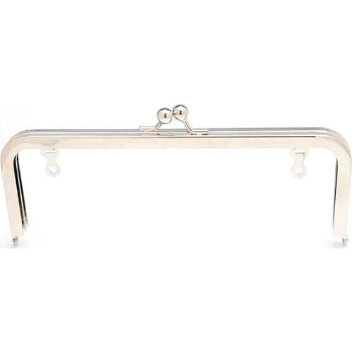 8.5 x 2.5 inch Nickel Purse Frame with Inside Loops