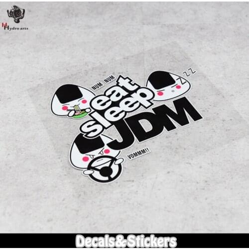 NO.LN059 EAT SLEEP JDM Cartoon Doll Anime Sticker 3M Reflective Stickers MOTO GP Car Sticker Decals Racing Stickers Motorcycle