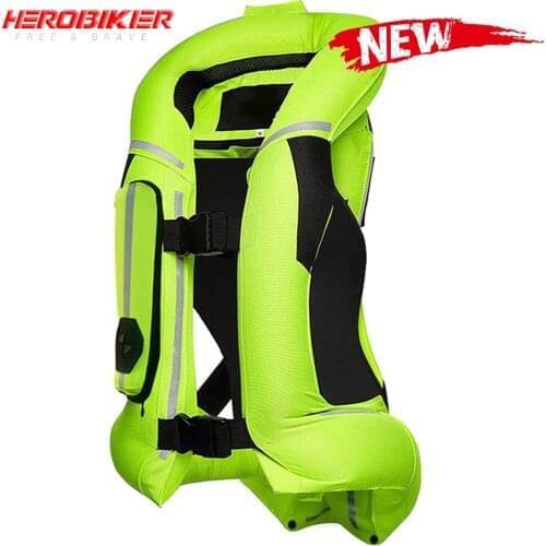New Motorcycle Airbag Vest Reflective Motorcycle Jacket Moto Racing Air Bag System Motocross Protective Airbag Black Fluorescent