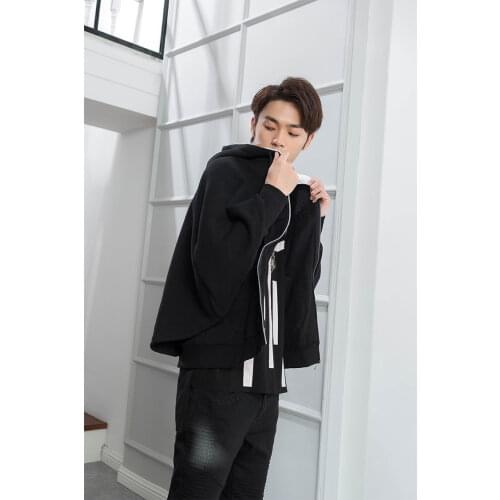 Fall and winter new mens Hoodie slim and thick cashmere coat Korean version of the fashion brand students Black Cape