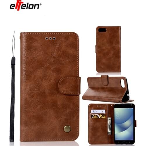 New Case For ASUS ZenFone 4 Max Plus Pro ZC554KL Vintage Retro Plain PU Leather Wallet Case Cover Stand Function Card Holder
