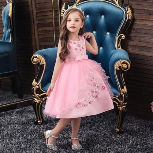 New Girl Dress Children Clothes Kids Tulle Dresses Girls Party Dress Sleeveless Flowers Christmas Dress Baby Party Dress
