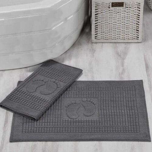 %100 Cotton Foot Towel 2 Pcs 50x70cm Pure Turkish Quality Grey Soft Luxury Super Absorbent Bathroom Textile