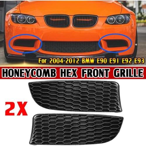 Honeycomb Hex Car Front Bumper Fog Lamp Surround Grill Protector For BMW E90 E91 E92 E93 2004-2012 Fog Lights Grille Cover Trim