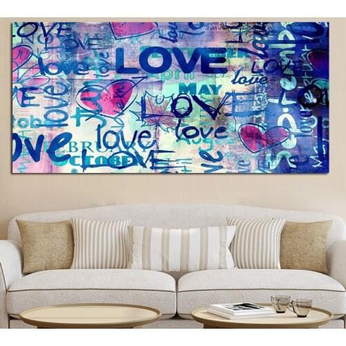 Gig Size Street Art Graffiti Love Quotes Abstract Oil Painting on Canvas Poster Print Art Wall Pictures For Living Room