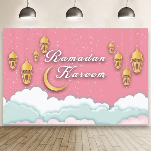 Pink Theme Ramadan Festival with Moon Background Portrait Photography Photozone Photo Backdrops Photocall Studio