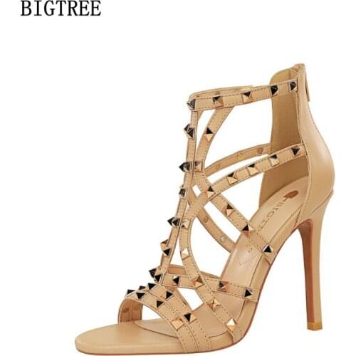 Gladiator Sandals Women Pumps Women Shoes Sandals Women 2021 Luxury Brand Rivets High Heels Sandals Women Ladies Shoes Chaussure