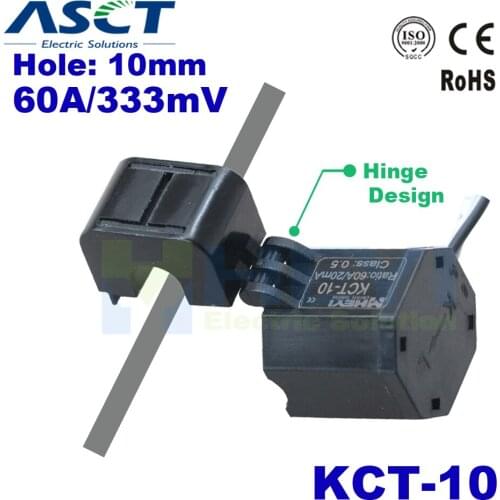 Hinge Designed clamp on current transformer KCT-10 Class 0.5 with 1m wire 30A/333mV 60A/333mV volt output split core transducer