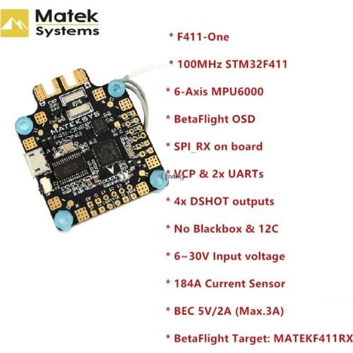 Matek System F411-One F411 F4 Flight Controller 30.5*30.5mm BetaFlight OSD 5V BEC Current Sensor For RC Models Multicopter
