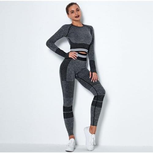 Sports Leggings Sets 2 Pieces Sets Gym Training Yoga Suits Fitness Shirts Sets Workout Clothes Sports Yoga Set Women Sports Suit