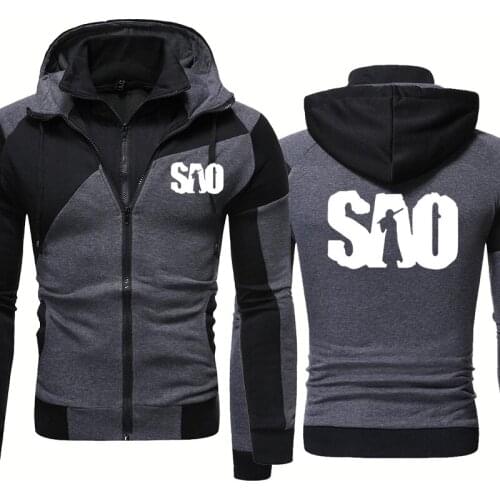 High Quality Spring Autumn Mens Hoodie SAO Sword Art Online Printing Casual Stitching Sport Jacket Pure cotton Men TOP