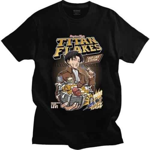 Funny Attack On Titan T Shirt Men Short Sleeve Shingeki No Kyojin Anime Manga T-shirt 100% Cotton Tshirt Graphic Tee Merchandise
