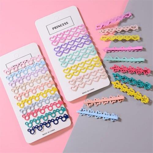 10Pcs/Set Girl heart clips Solid color side clip Fashion Headwear For Women Hair Accessories