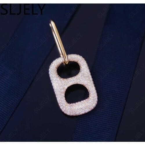 SLJELY Fashion S925 Sterling Silver Single Capsule Can Ring Pull Tap Earring Pave Zircon 1PC for Women August New Monaco Jewelry