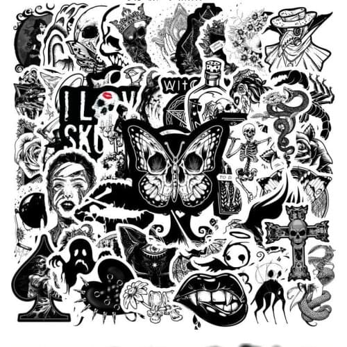 10/30/50Pcs/Set New Gothic Demon Black and White For Snowboard Laptop Luggage Fridge Car- Styling Vinyl Decal Home Decor
