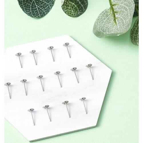 100pcs 304 Stainless Steel Flat Round Blank Peg Ear Stud Hook Components 12x5mm
