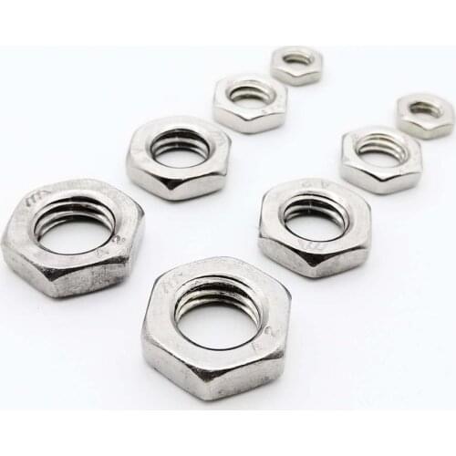 2/25pcs M2 M2.5 M3 M4 M5 M6 M8 M10 M12 M14 M16 304 A2-70 Stainless Steel Flat Hex Hexagon Thin Nut Jam Nut DIN439 GB6172