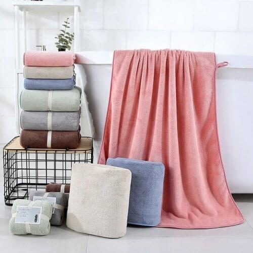 2pcs/set Bath Towel Set Solid Color Large Thick Towels Face Hand Towel Kids Bath Adults Home For Shower Bathroom