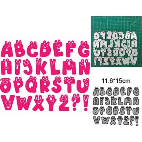 Smile 26 Letters Metal Crafts Cutting Die Cuts, DIY Crafts Template Scrapbook Cards Cutting Dies Cut Stencils for DIY