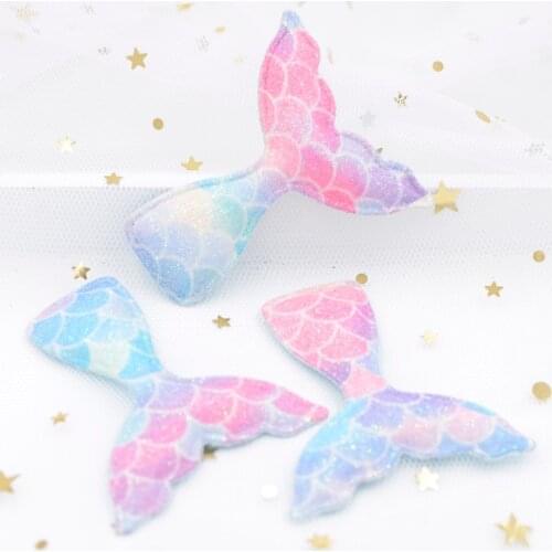 8Pcs Upscale Glitter Powders Mermaid Scale Iridescence Fabric Padded Patches Mermaid Tail Appliques for DIY Hair Clips Decor S13