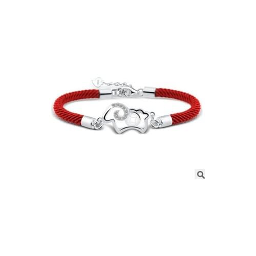 925 sterling silver hollow imitation crystal Rhinestone money femme bangles 2015 Ram natal red rope bracelets Free Shipping
