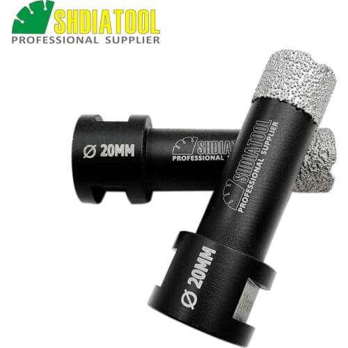 SHDIATOOL 2pcs 20mm Vacuum Brazed Diamond Dry Drilling Bits M14 Thread For Porcelain Tile Granite Marble Stone Hole Saw
