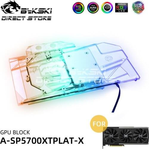 Bykski A-RGB VGA Block Full Coverage For Sappire Radeon RX 5700XT Nitro GPU Water Block Liquid Cooler Heatsink A-SP5700XTPLAT-X