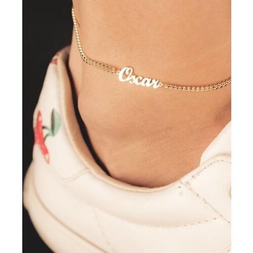 Personalized custom name anklet custom name stainless steel anklet thin Cuban chain ladies daily accessories jewelry gifts